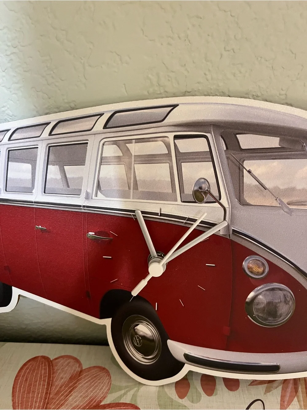 NEw Vintage VW Red and White Camper Bus Wall Clock
